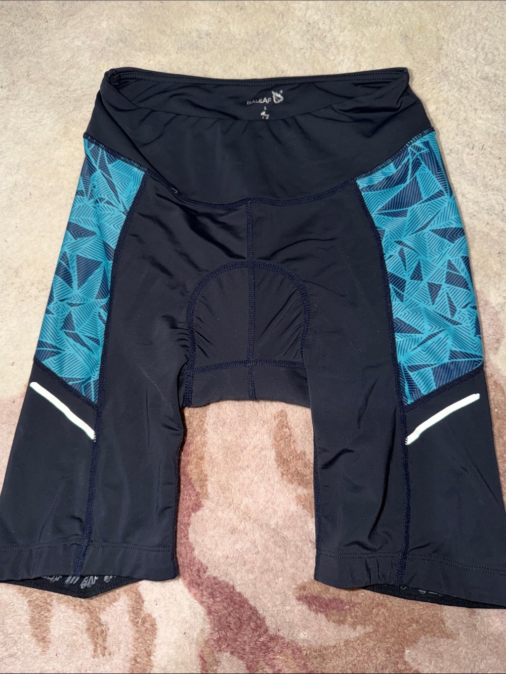 Baleaf Black Cycling Padded Shorts with Navy Stitching